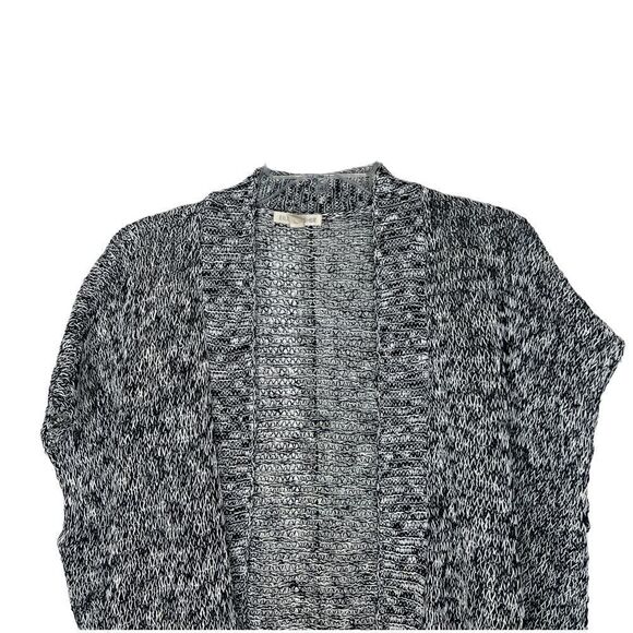 Eileen Fisher Black/White Short-Sleeve Melange Linen Grain Twist Cardigan - Picture 5 of 13